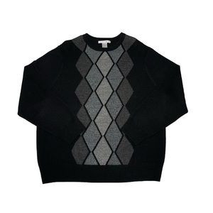 Geoffrey Beene Black and Grey argyle sweater